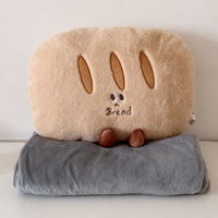 Coussin et couverture en peluche 2-en-1 personnalisés en forme de pain/biscuit, doux, avec couverture décorative, pour cadeau