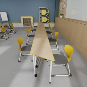 طاولة واحدة للمدرسة المتوسطة ، مجموعة كراسي وطاولات للطلاب الجامعيين ، أثاث مدرسة شبه منحرف ، طاولة دراسة - Product Image 3