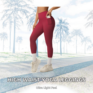 กางเกงเลกกิ้งผู้หญิงเอวยางยืดน้ำหนักเบา ผ้าสแปนเด็กซ์ นุ่มสบาย ยืดหยุ่นได้ ไม่มีตะเข็บด้านหน้า กางเกงวิ่ง มีกระเป๋าข้าง ไซส์เล็ก - Product Image 2