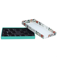 Boîte à chocolat personnalisée à deux compartiments avec impression florale et insert en plastique pour l'emballage de confiseries, les coffrets cadeaux et la présentation en magasin