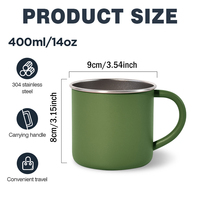 Mug de voyage en acier inoxydable à paroi simple de 400 ml avec logo personnalisé, revêtement en poudre, pour la randonnée, le camping, le feu de camp, avec poignée