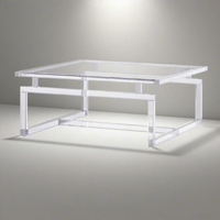 Table basse carrée moderne et durable en acrylique avec plateau en verre pour l'ameublement de la maison dans le salon