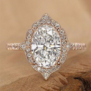 Anello Principessa Placcato in Oro Rosa con Zirconi Rotondi, Gioielli di Fidanzamento in Stile Europeo e Americano - Product Image 1