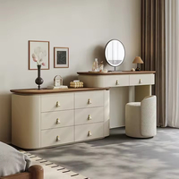 Coiffeuse en bois de style moderne avec miroirs de maquillage à LED et tiroirs pour chambre et appartement, idéale pour le coiffage