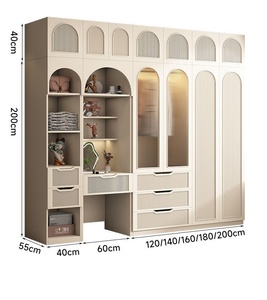 <span class=keywords><strong>Armoire</strong></span> Moderne pour Enfants en Bois Massif Écologique, Penderie Autoportante Grande Capacité pour Chambre Compacte, Meuble de Rangement Personnalisé - Product Image 2