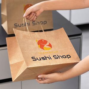 Sacs en papier kraft écologiques personnalisés pour l'emballage à emporter (restaurants, boulangeries, pizzerias et bars à sushis) - Product Image 4