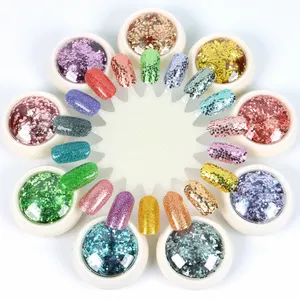 Pó de lantejoulas ultrafino para unhas, 8 estilos colorido com glitter, pó flash, glitter para unhas