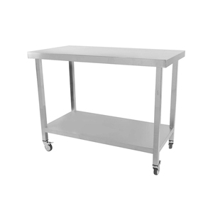 Fourniture d'usine <span class=keywords><strong>Table</strong></span> de travail en acier inoxydable <span class=keywords><strong>sur</strong></span> roues Cuisine <span class=keywords><strong>Table</strong></span> de travail robuste avec roues Banc de travail portable avec roues - Product Image 1