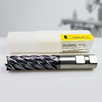 Fraise à queue en carbure monobloc Kennametal 1"x1x3x6 R0.015 à 5 cannelures, revêtement AlTiN KC643M