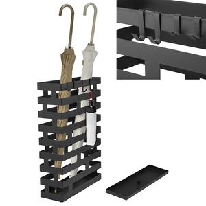 JH-Mech Freestanding <span class=keywords><strong>rettangolare</strong></span> con vassoio per l'acqua rimovibile e ganci <span class=keywords><strong>portaombrelli</strong></span> in metallo nero bagnato <span class=keywords><strong>portaombrelli</strong></span> - Product Image 2