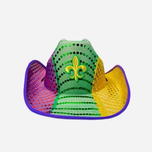 SOLPOP Carnival <strong>Purple</strong> Gold Green Embroidered Sequins Cowboy <strong>Hat</strong> Mardi Gras Glitter Party Led Flashing Light up Cowgirl <strong>Hat</strong> - Product Image 4
