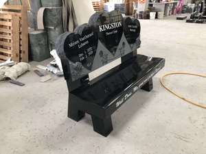 कस्टम काले ग्रेनाइट नक्काशीदार तीन दिल के आकार का कब्रिस्तान Headstones समाधि स्मारक बेंच मेमोरियल - Product Image 2