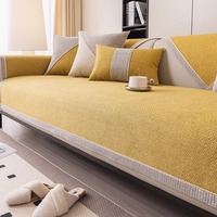 Housses de chaise antidérapantes en lin de couleur unie personnalisées de différentes couleurs Housses de serviettes de canapé à trois places pour le salon