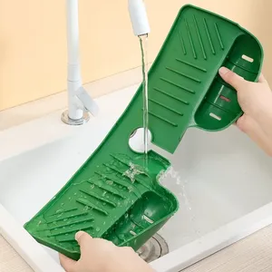 Protection anti-éclaboussures en silicone pour évier, tapis imperméable et anti-moisissure, support de rangement pour éponges, plaque de drainage et d'organisation pour cuisine - Product Image 5