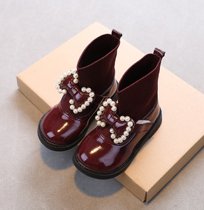 Fashion Ankle Pu Leather <b>Sock</b> Short Boot Anti-slippery TPR Hard Sole Kid Shoes Girl Boots - Product Image 5