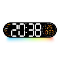 Studienzeit OEM Riesige Zahlen RGB Neonlicht-Maschine Tageskalender Spiegel-Uhr Tisch-Schreibtisch-Wecker Digitale LED-Anzeige Uhr für Zuhause