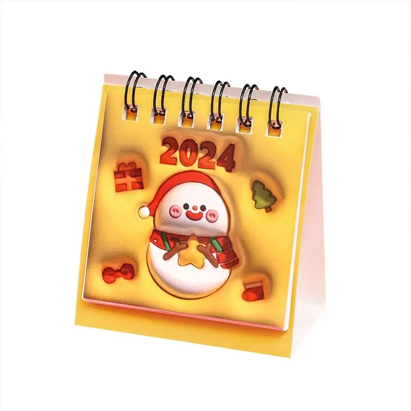 Cartone animato 2024 3D Design personalizzato 3D Notebook calendario di natale Mini calendario