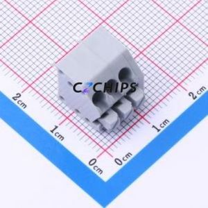 DB250B-3.5-3P-GY Spring Terminal Block Through hole Component (THT),P=3.5mm Connector 1x3P 3.5mm Gray 3P - Product Image 1