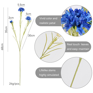 Fleur artificielle en soie de <span class=keywords><strong>bleuet</strong></span> en gros, tige unique de 68 cm, pour arrangements floraux à domicile et mariages, approvisionnement en vrac - Product Image 2