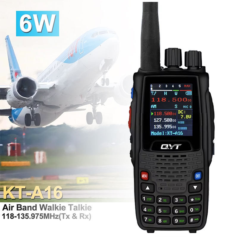 Long Distance Hand QYT KT-A16 6W 108-136MHz Aviation Transmitter Band Radio NOAA Weather ...
