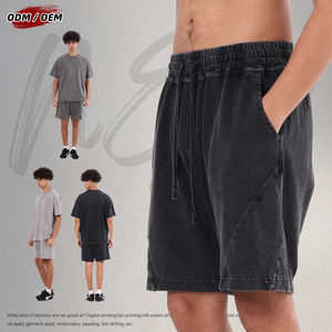 Pantalones Cortos Casuales de Algodón Puro para Hombre, Estilo Vintage, con Cordón Ajustable, Diseño de Parches, Holgados, para Verano - Product Image 1