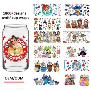 Factory processing cup 3d heat transfer sticker waterproof uv dtf cup wrap transfers 16oz uv dtf wraps vinyl stickers for cup