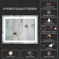 Miroir de salle de bain LED au design moderne, IP44 IP65, capteur tactile, Bluetooth, anti-buée, miroir intelligent pour la douche avec éclairage LED