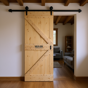 Porte coulissante intérieure en pin massif Narvik, style ferme, 33,5 x 82,7 pouces - Product Image 3