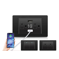 Prise murale électrique noire 118 Type US/AU 15A, norme américaine, Thaïlande, Vietnam, interrupteur électrique, noir brossé, USB Type C