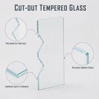 Panneau de verre trempé sur mesure, industriel, moderne, rainuré et perforé, 6 mm