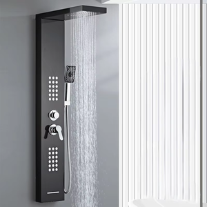 Panel de Ducha Moderno de Lujo, Montado en la Pared, Negro, de Acero Inoxidable, Sistema de Ducha para Baño - Product Image 3