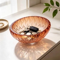 Bol de rangement en verre ambré gaufré pour entrée, coupelle décorative pour clés et bijoux, idéal pour la décoration de table à la maison