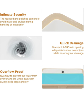 Bianco rettangolare porcellana ceramica lavabo Overflow sotto il bancone bagno <span class=keywords><strong>lavello</strong></span> con Overflow per piccoli spazi - Product Image 6