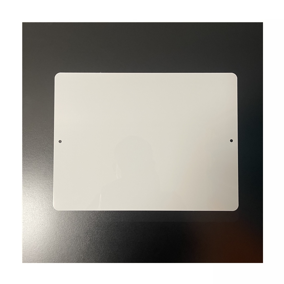 Gloss White at 9"X12"X0.65mm Round Corner Two Holes