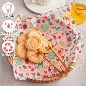 Grease-proof <b>Waterproof</b> Christmas Wax Paper Parchment Food Basket Liners <b>for</b> Wrapping Holiday Treats Gifts <b>Clothes</b> Shoes - Product Image 3