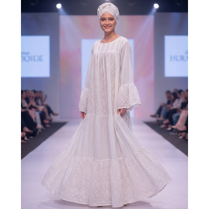 Vestidos Maxi Kaftan de Alta Calidad, Lujosos, con Estampado Floral Africano Ankara, Manga Larga, Manga Abullonada, Ecológicos, de Algodón Blanco, para Verano - Product Image 6