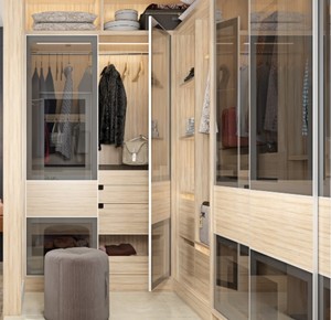 Balom Popular High-end French Style Walk-in Wooden Wardrobes Cloakroom Closet Light Luxury Sliding Glass <strong>Doors</strong> with Led Light - Product Image 1