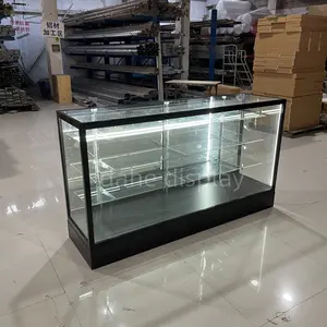 6Feet Glass Display Counter With Led Light Mirror Sliding Door Glass Display Cabinet Showcase For Smoke Shop Furniture