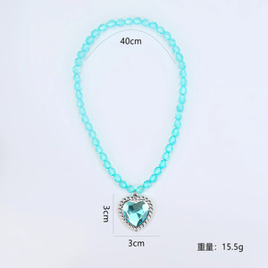 Collana con Perline per Bambina Stile Cartone Animato, Collana con Cuore in Cristallo e Diamante, Collana per Bambini Tema <span class=keywords><strong>Frozen</strong></span> - Product Image 4