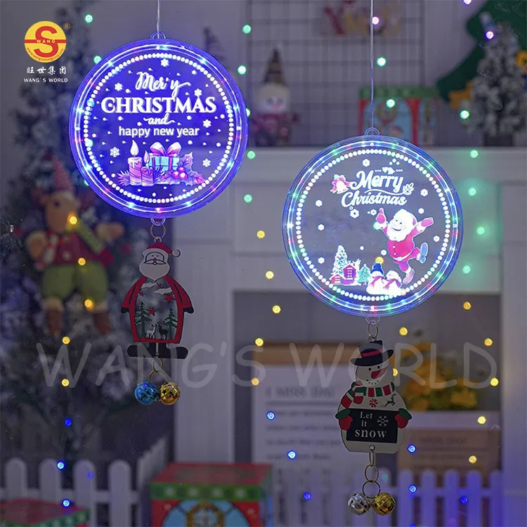 Indoor Christmas Window Lights Decorations RGB Led Christmas Sucker Light With Music Design