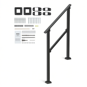 Kit de Barandilla de Acero Velor, Tubo Cuadrado Negro, Barandillas para Escaleras Exteriores, Fácil Instalación, Diseño Moderno - Product Image 1