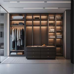 Armario de Diseño Moderno y Sencillo con Puertas de Vidrio, Armario de Dormitorio con Puertas de Vidrio/Madera Maciza, Color Blanco, Vestidor - Product Image 4