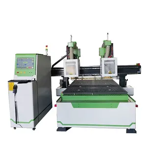 Mesin pahat cnc 3d, mesin pahat cnc router dengan dua kepala mesin untuk furnitur