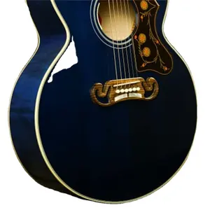 蓝色火焰枫木巨型43英寸原声电吉他定制高端原声民间吉他免费送货库存