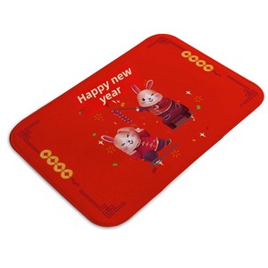 Tappetino d'<span class=keywords><strong>Ingresso</strong></span> Festivo Rosso con Stampa di Coniglietti per il 2023, Design Animale Carino, Lavabile a Mano, per <span class=keywords><strong>l</strong></span>'<span class=keywords><strong>Ingresso</strong></span> di Casa - Product Image 5