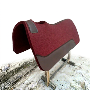Tapis de selle western polyvalent en feutre avec doublure polaire et garniture en cuir de vachette, marron bordeaux, pour l'équitation - Product Image 2