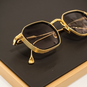 LMA 3406 High Quality Oversized <b>Square</b> Man Luxury Designer Women Brand Anti-Reflection Lens UV400 Custom Shades Gold <b>Sunglasses</b> - Product Image 1