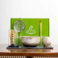 Ensemble de thé en céramique très vendu, ensemble Matcha, bol à Matcha avec entrée d'eau, support pour agitateur de Matcha, ensemble Matcha fait main