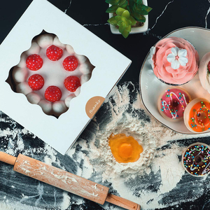 Tùy chỉnh in gấp giấy phân hủy sinh học Muffin hộp <span class=keywords><strong>cupcake</strong></span> Hộp quà tặng cho thực phẩm bánh bánh với cửa sổ rõ ràng - Product Image 3
