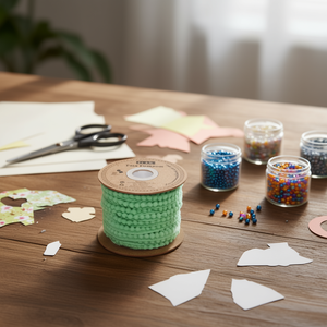 Nastro Pom Pom Verde da 1 cm di Larghezza, 20 Iarde per Decorazioni e Artigianato - Product Image 2